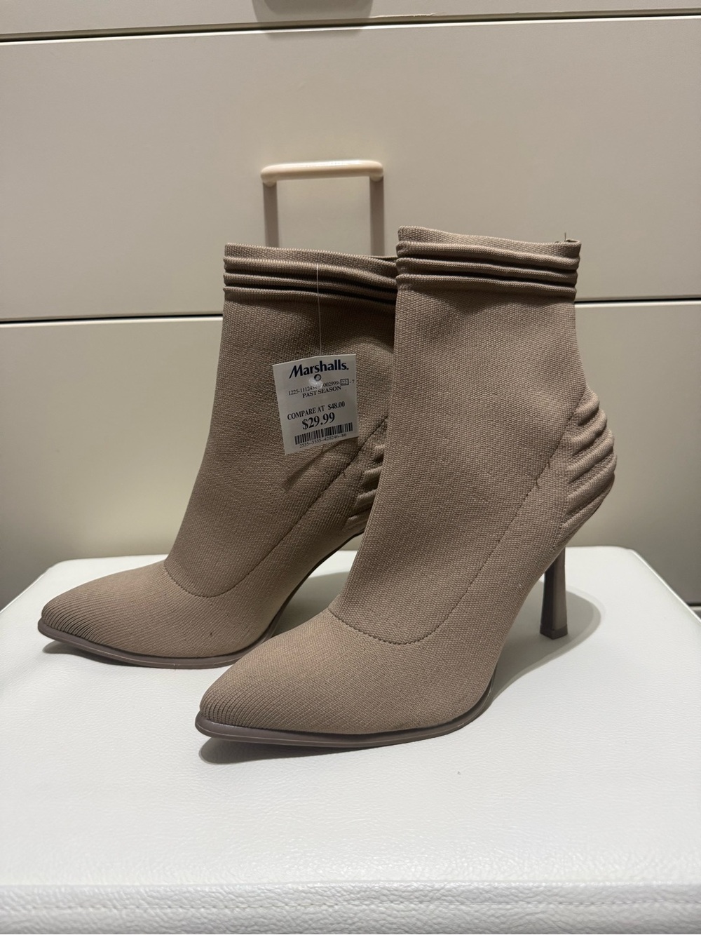 MIA Taupe Stretch Sock Ankle Boots